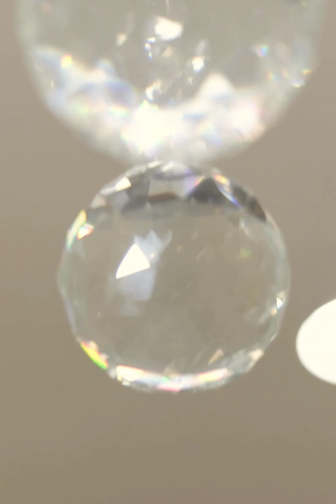 Crystal spheres from the salon ceiling, close up
