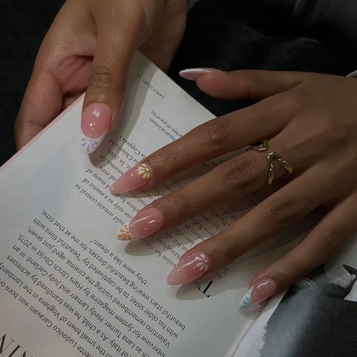 Nails by Beautique Bar: sheer nude, fine detail