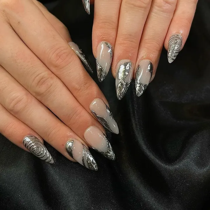 Nails by Beautique Bar: silver chrome