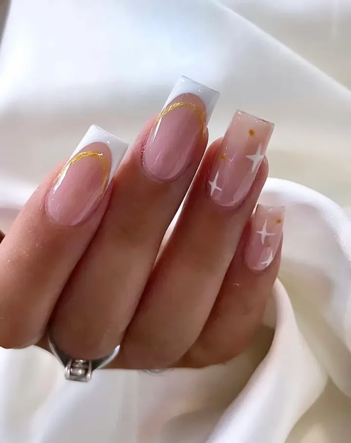 Nails by Beautique Bar: white french, gold accent